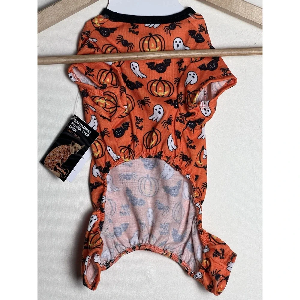Party Dog‎ Pajamas S/P Halloween Orange Black Pumpkin Ghost Dog Collar Gear Zone